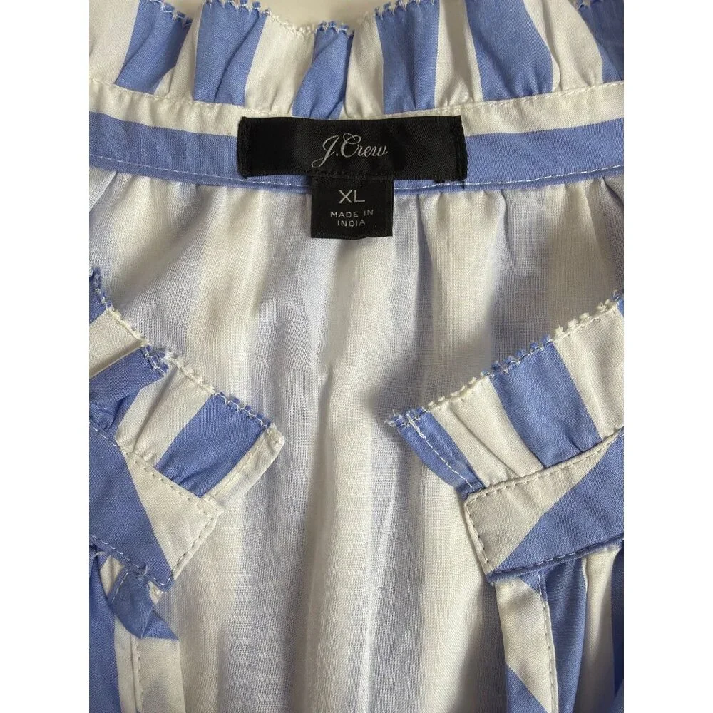 J.Crew Striped Tiered Cotton Dress XL Blue & White - Picture 14 of 16